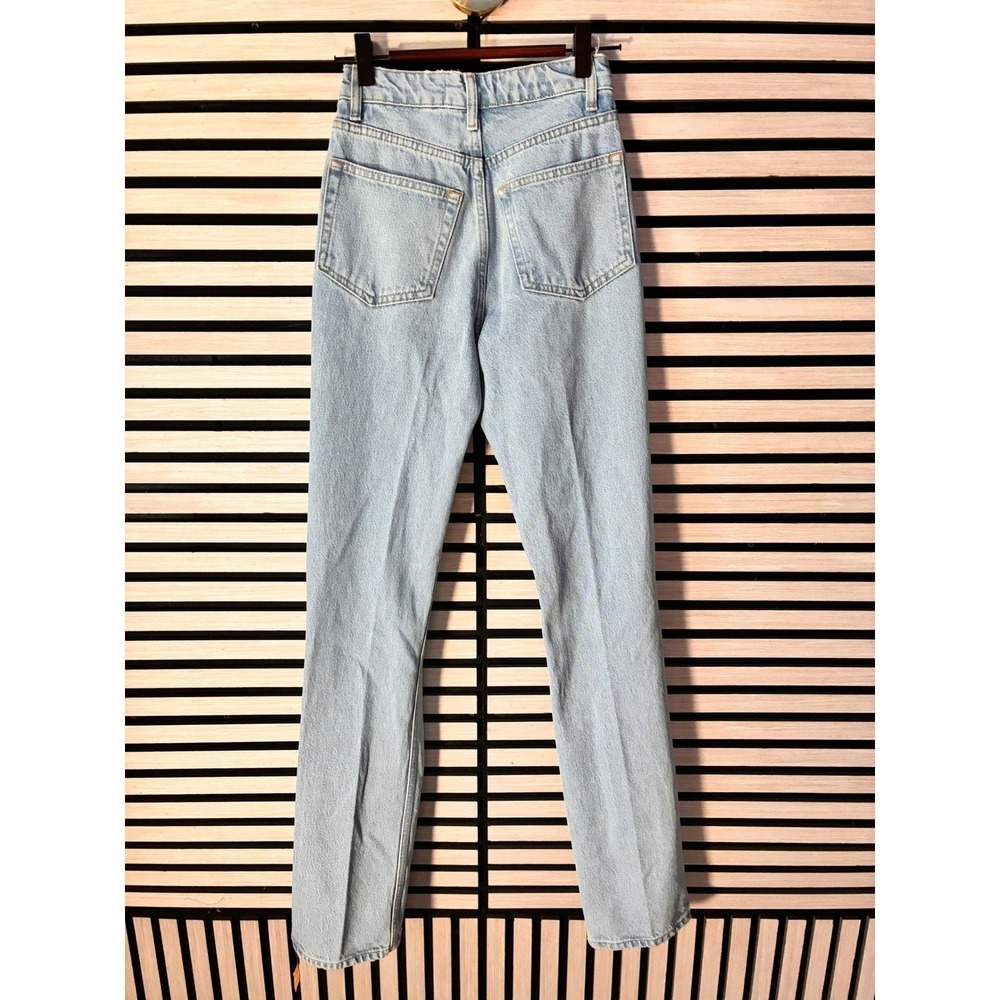 NWT Reformation Cynthia High Rise Straight Long Jeans Light Wash Distressed 24 - Picture 4 of 6